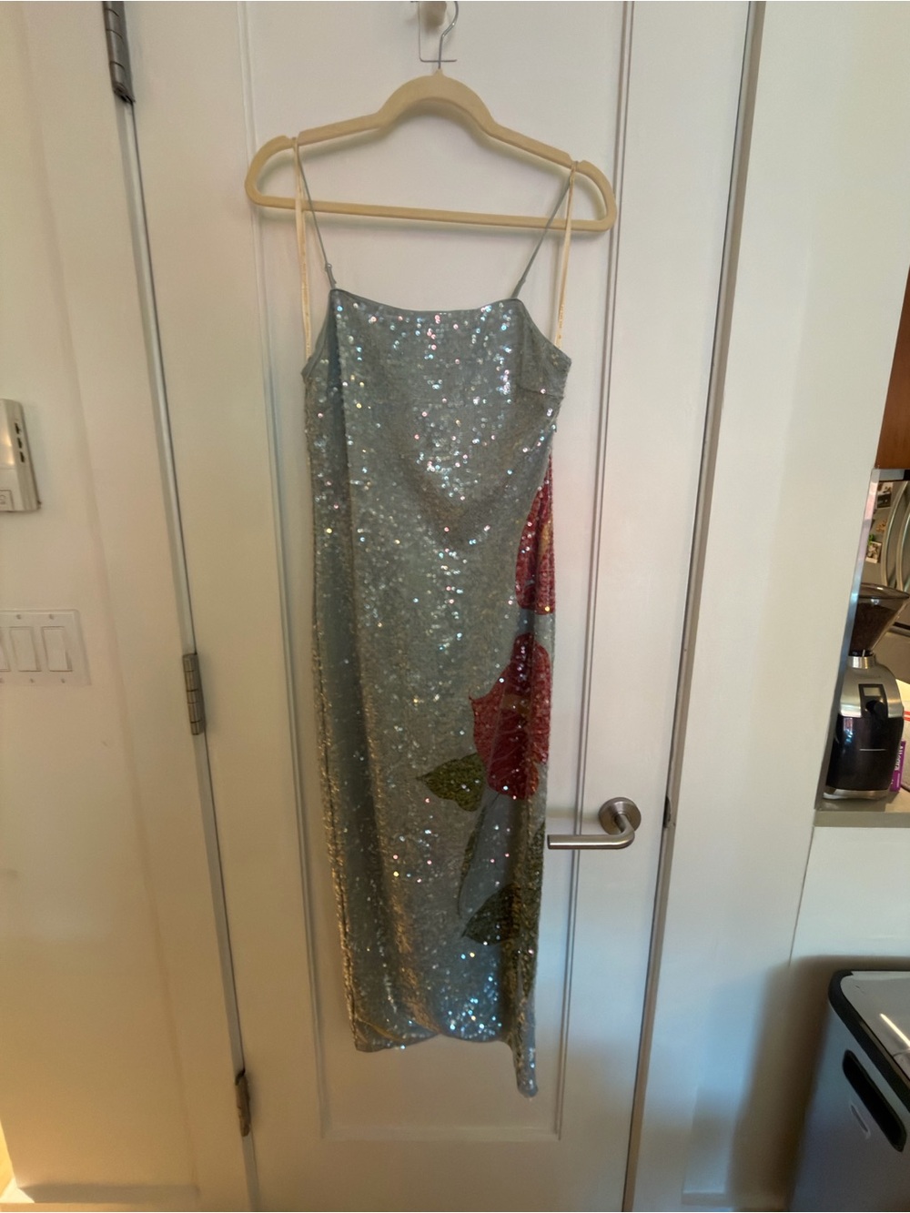 BRAND NEW - Farm Rio Sequin Slip Dress with Red Floral Accents - NEVER WORN
